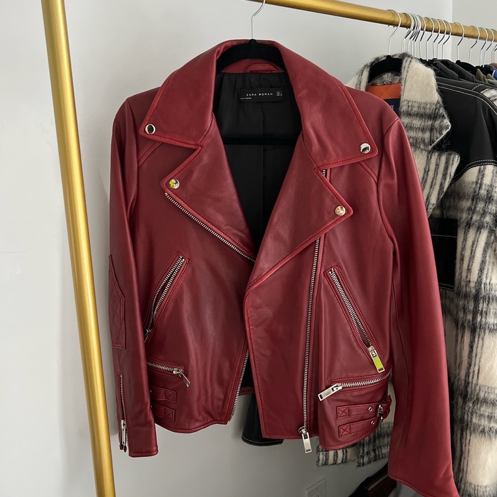 Zara Real Leather Motorcycle Jacket
